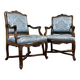 Pair of natural wood armchairs in regency style 19th century