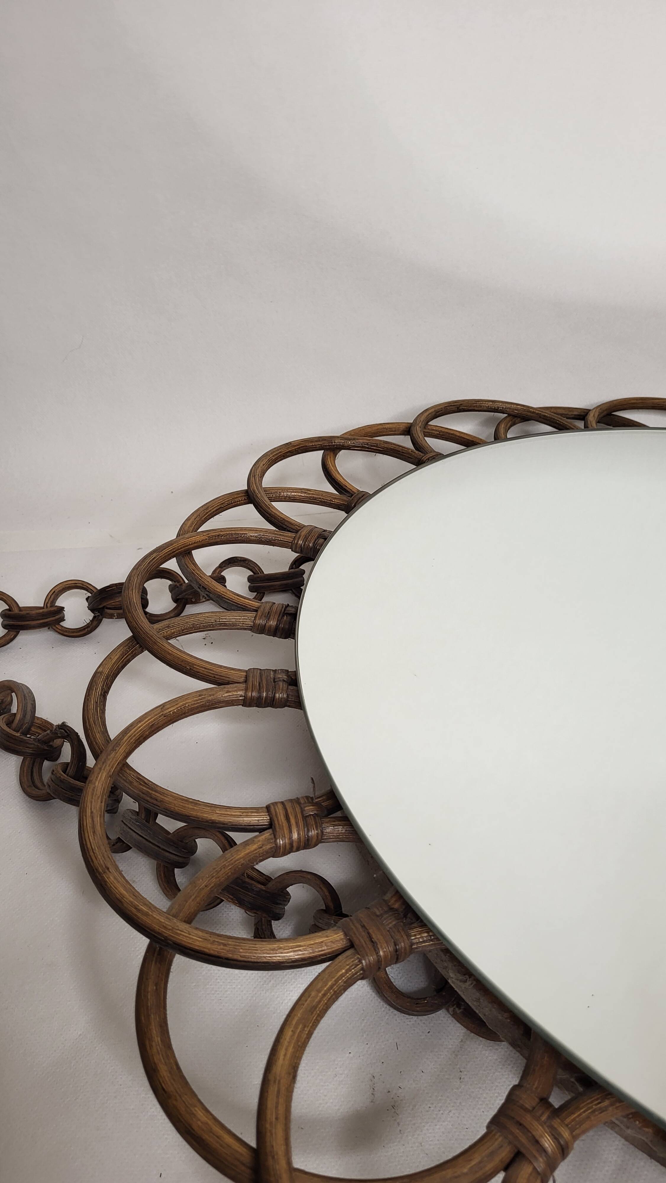 Rattan sun mirror 1970s