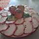 Pie dish / Tatin with a trompe-l'œil lid in slipware – Apple decoration