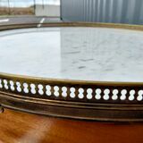 Table basse bouillotte ancienne plateau marbre style louis xvi