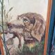 Large framed oil painting on hardboard