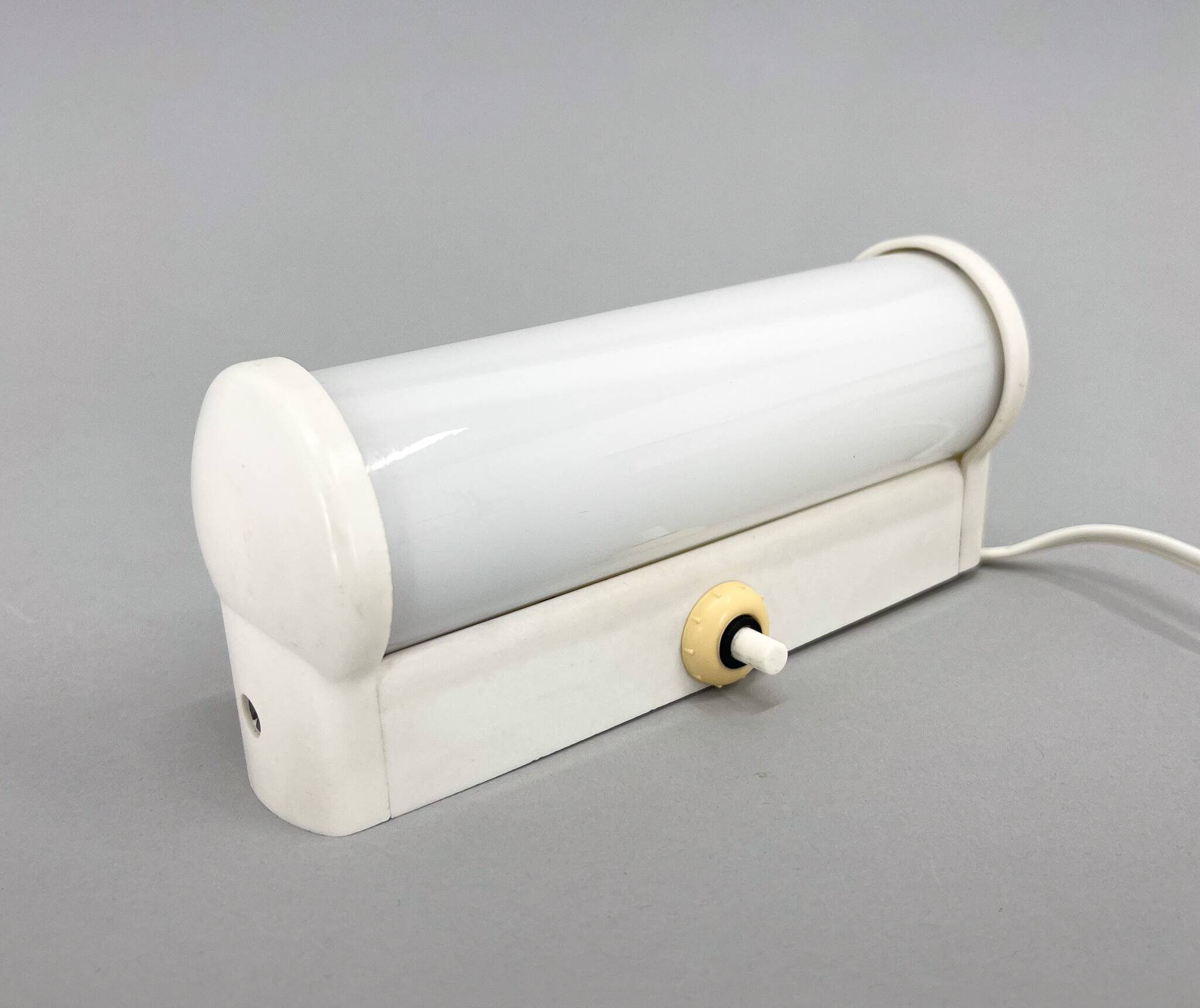 Bakelite and Milk Glass Wall Lamp, Czechoslovakia, 1950's