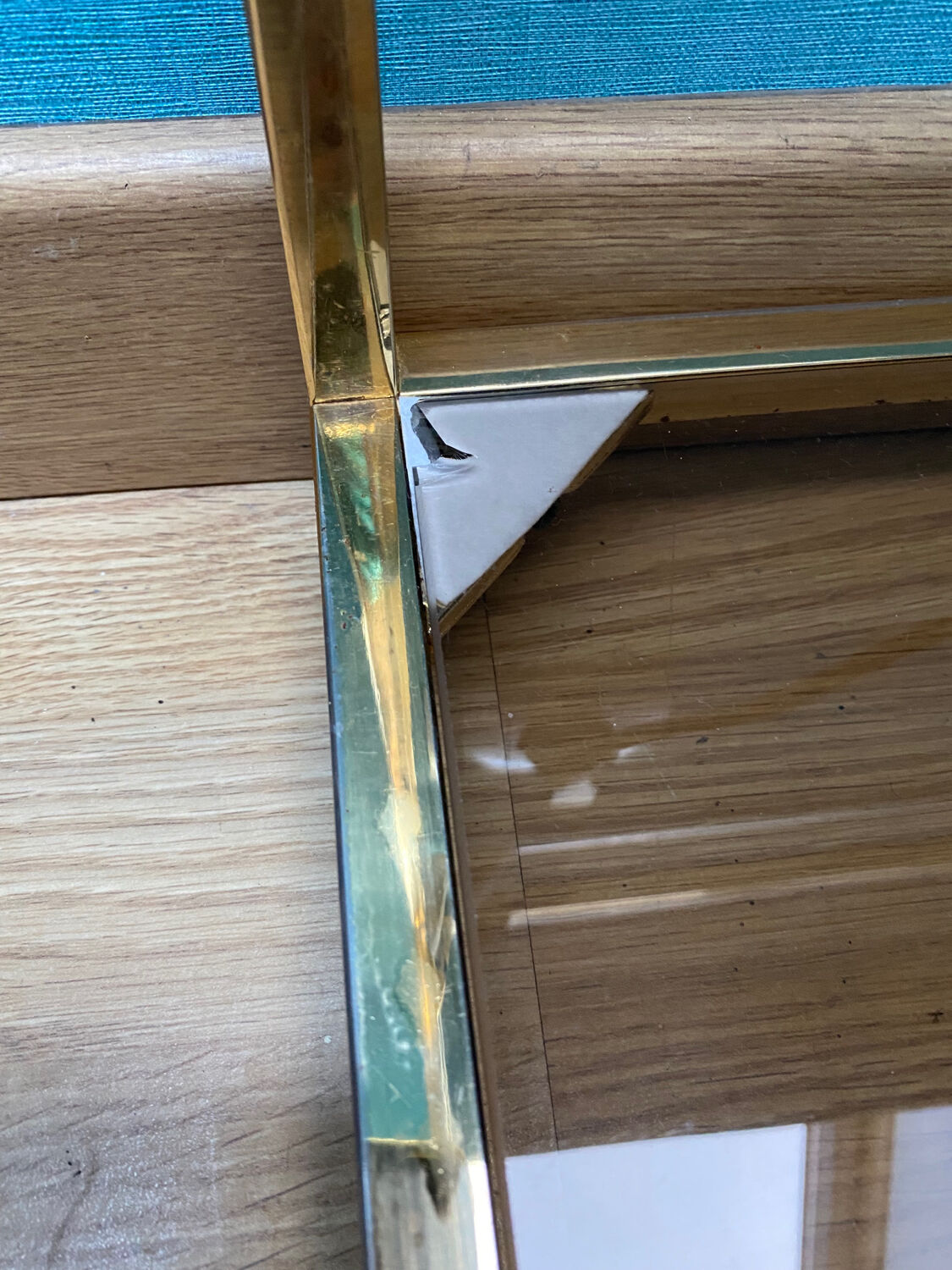 End of sofa 3 trays in smoked glass and brass-frame 70 year