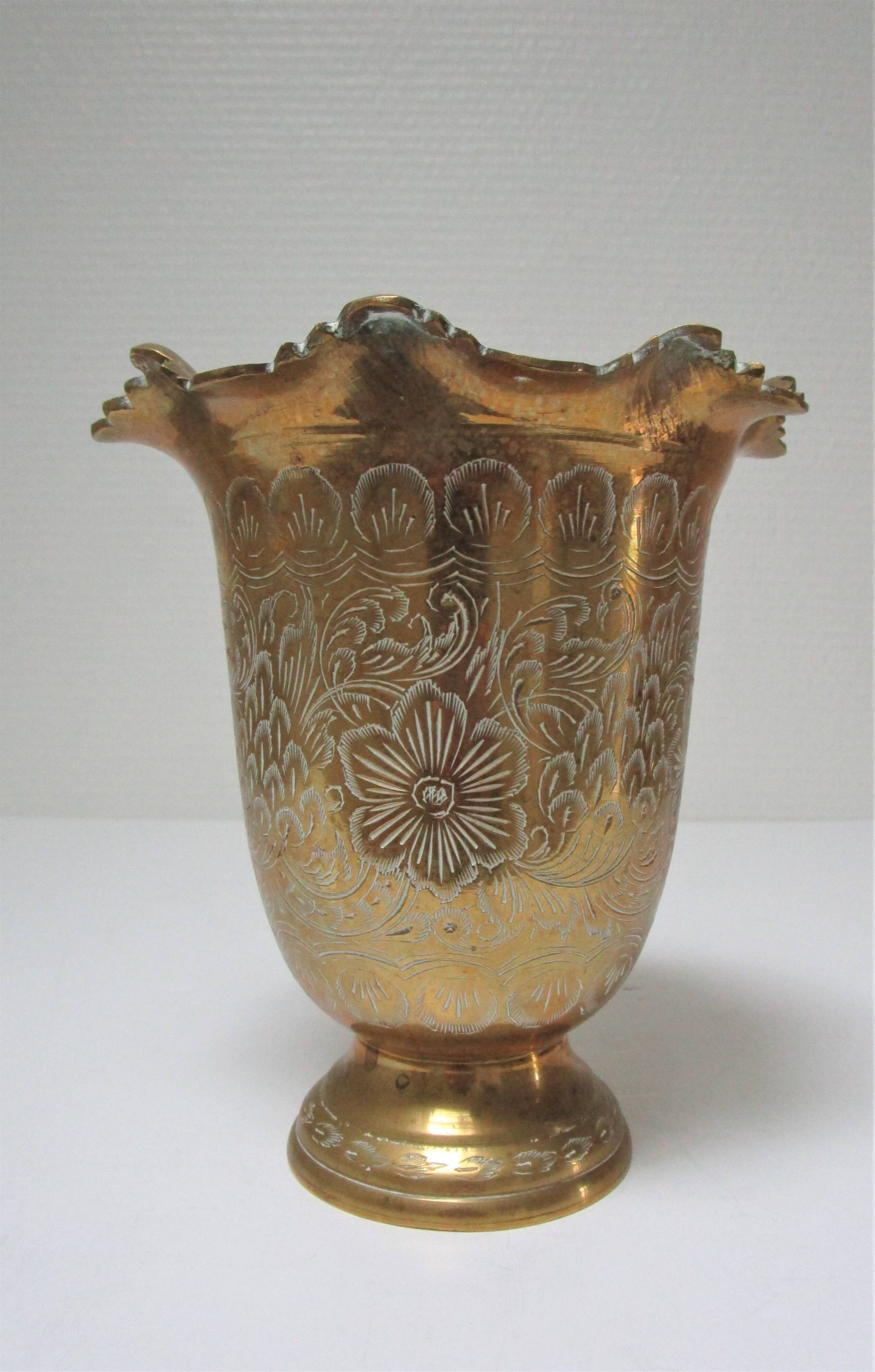 Vintage solid brass flower spike vase