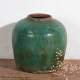 Antique emerald green enamelled vase (circa 1820) #36