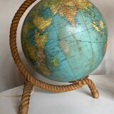 Lamp world map glass and rope 1960