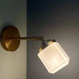Vintage art deco globe wall lamp in white opaline