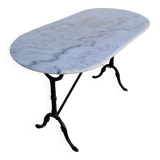 Cast iron bistro table and old oval marble top