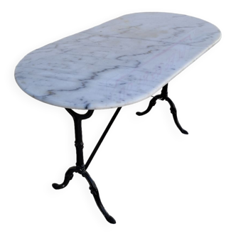 Cast iron bistro table and old oval marble top