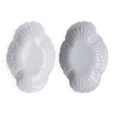 Duo de raviers vintage Chastagner Limoges, porcelaine blanche rocaille