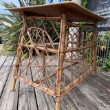 Petit bureau en rotin avec chaise