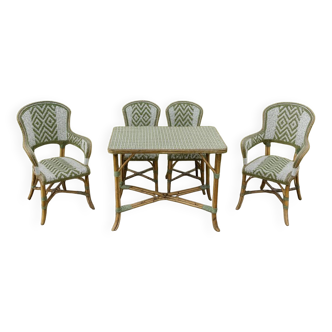Salon de jardin vintage en rotin tressé – Années 50-60