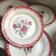 Set of 11 plates signed Mignardises Sarreguemines hand painted decor