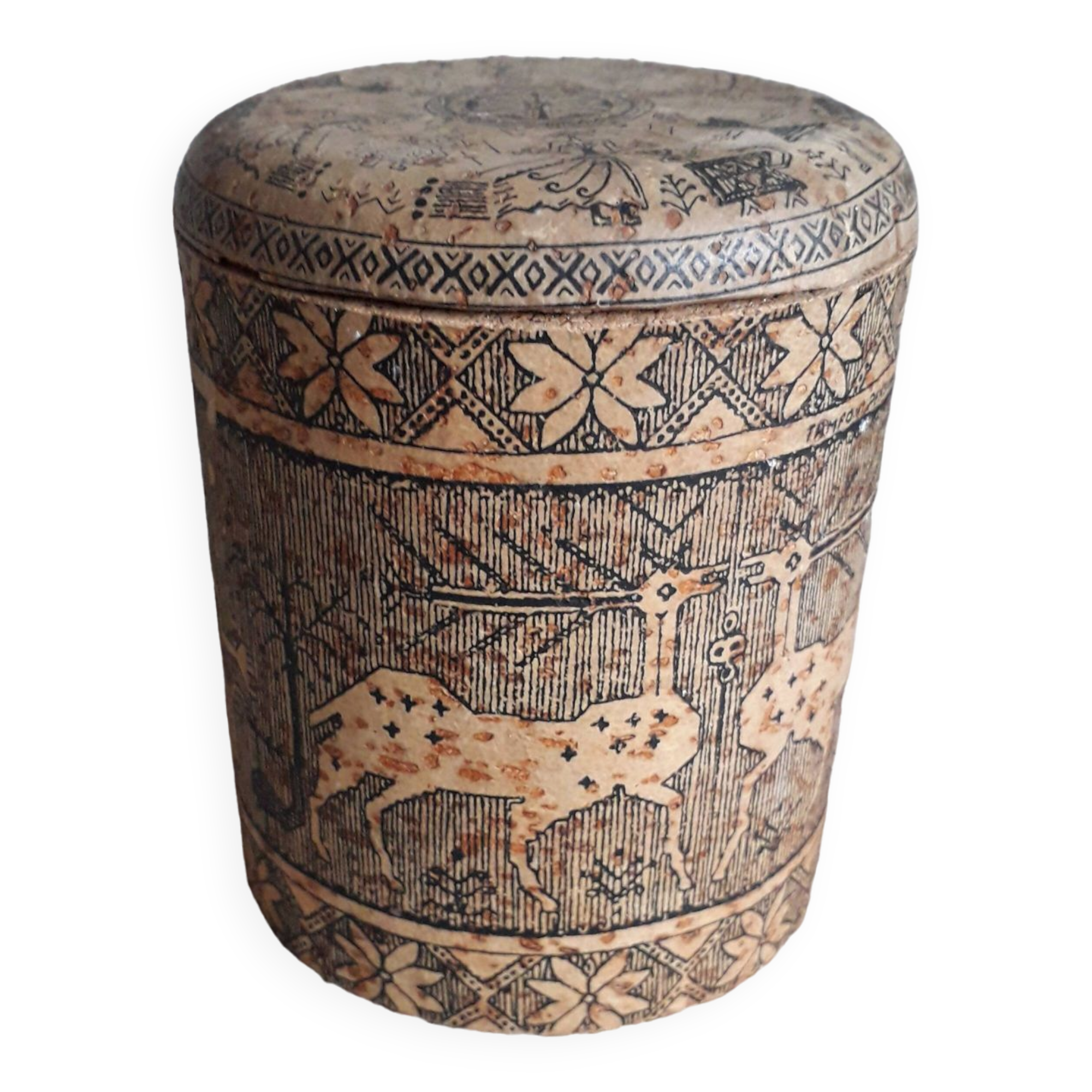 Old engraved cork box