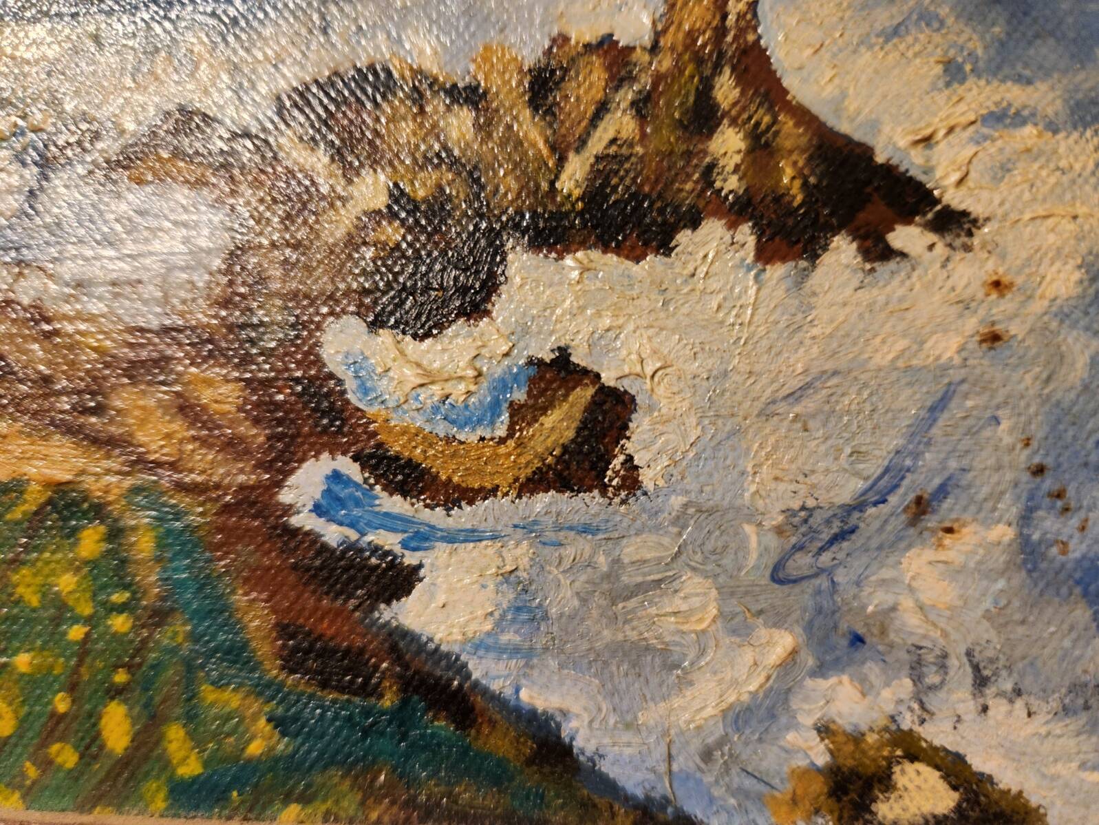 Ancient marine painting on isorel with a wooden frame.