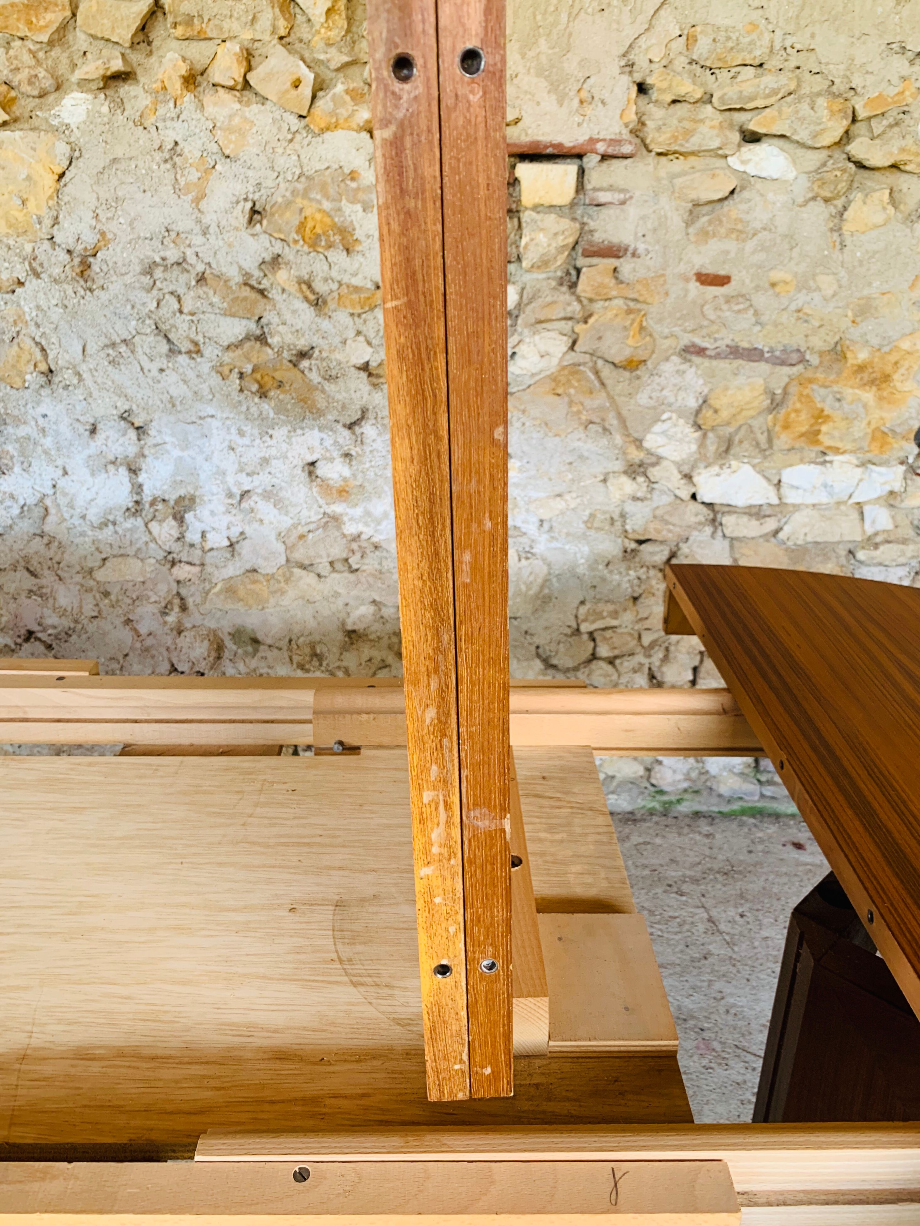 Extendable Scandinavian style dining table with double elongations by Maison Ducau, Circa 1970