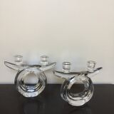 Pair of Art Deco Cristallerie de Vannes candlesticks