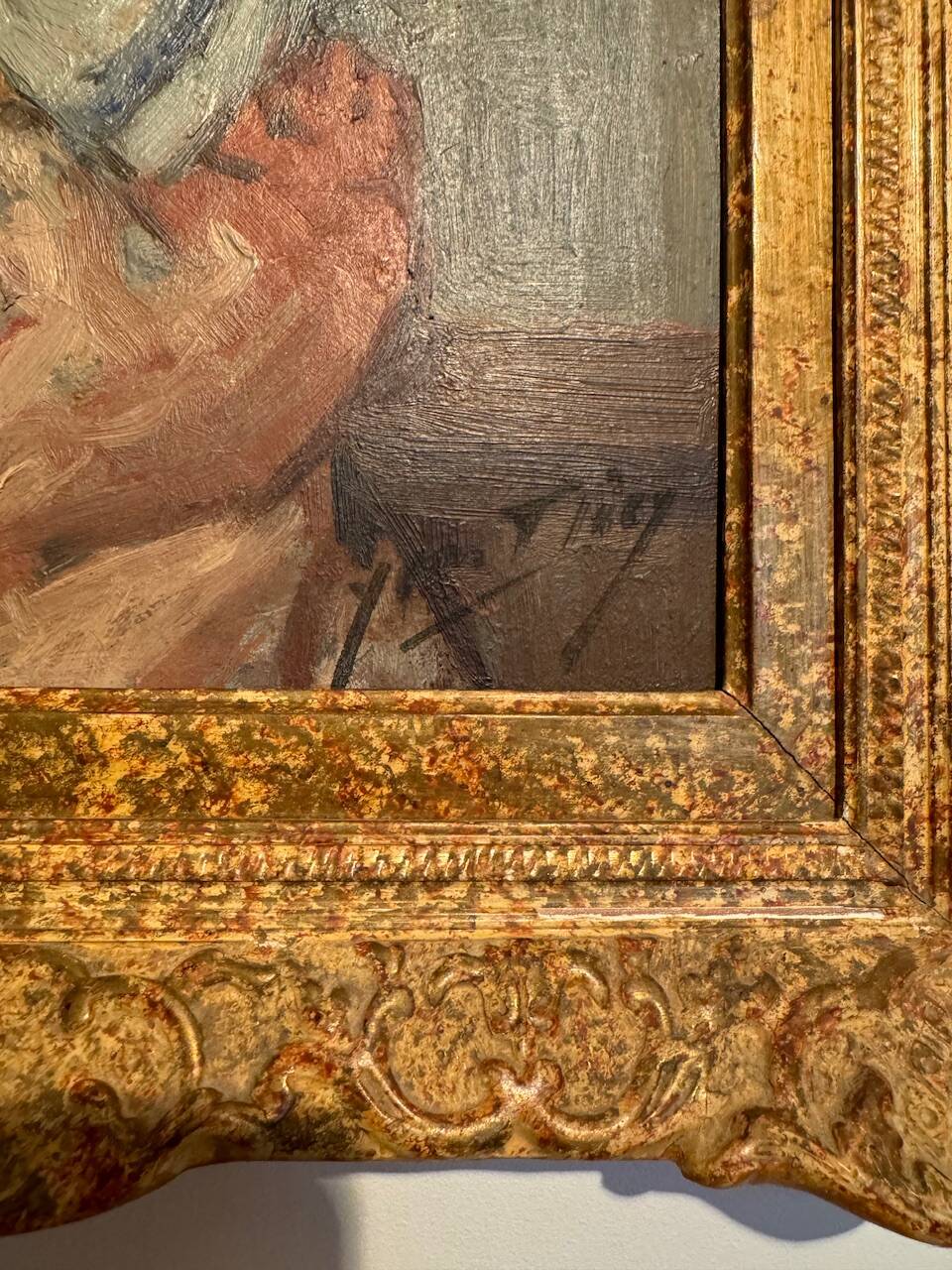 Old painting, portrait of a gypsy woman, signed Yves Diey, 20th century