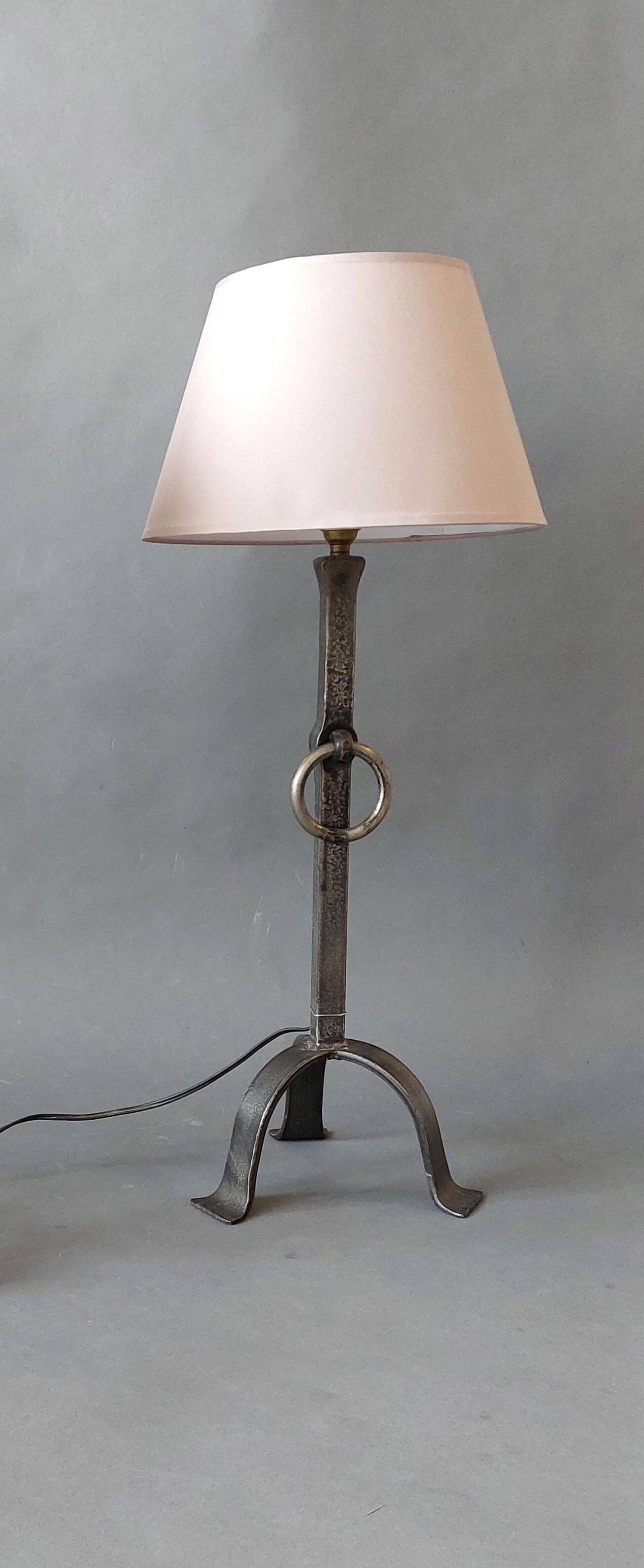 Pair of Brutalist style lamps in wrought iron 1950.