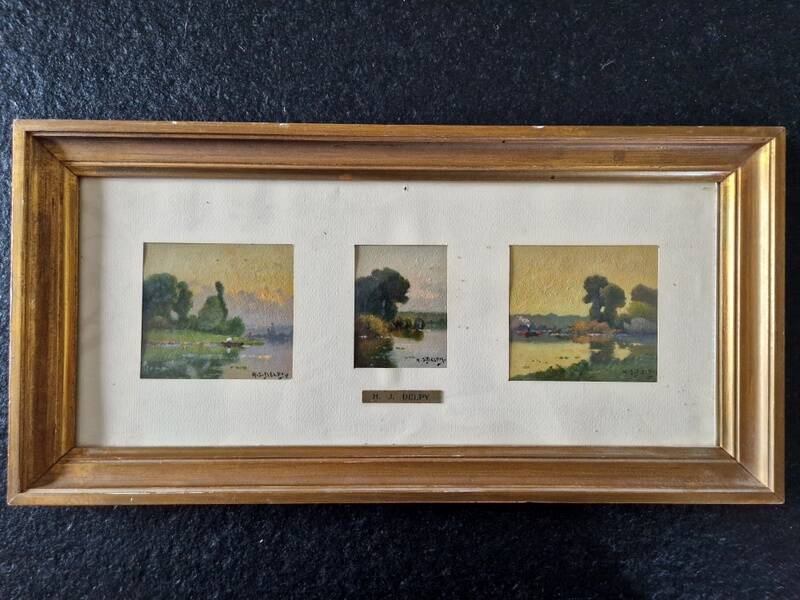 Henri Jacques Delpy (1877-1957) - Three oils on cardboard in the same frame - Landscapes
