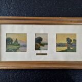 Henri Jacques Delpy (1877-1957) - Three oils on cardboard in the same frame - Landscapes
