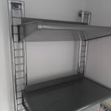 Grande étagère murale chrome design alu et métal 1970 industriel 220cm