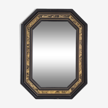Vintage black octagon mirror