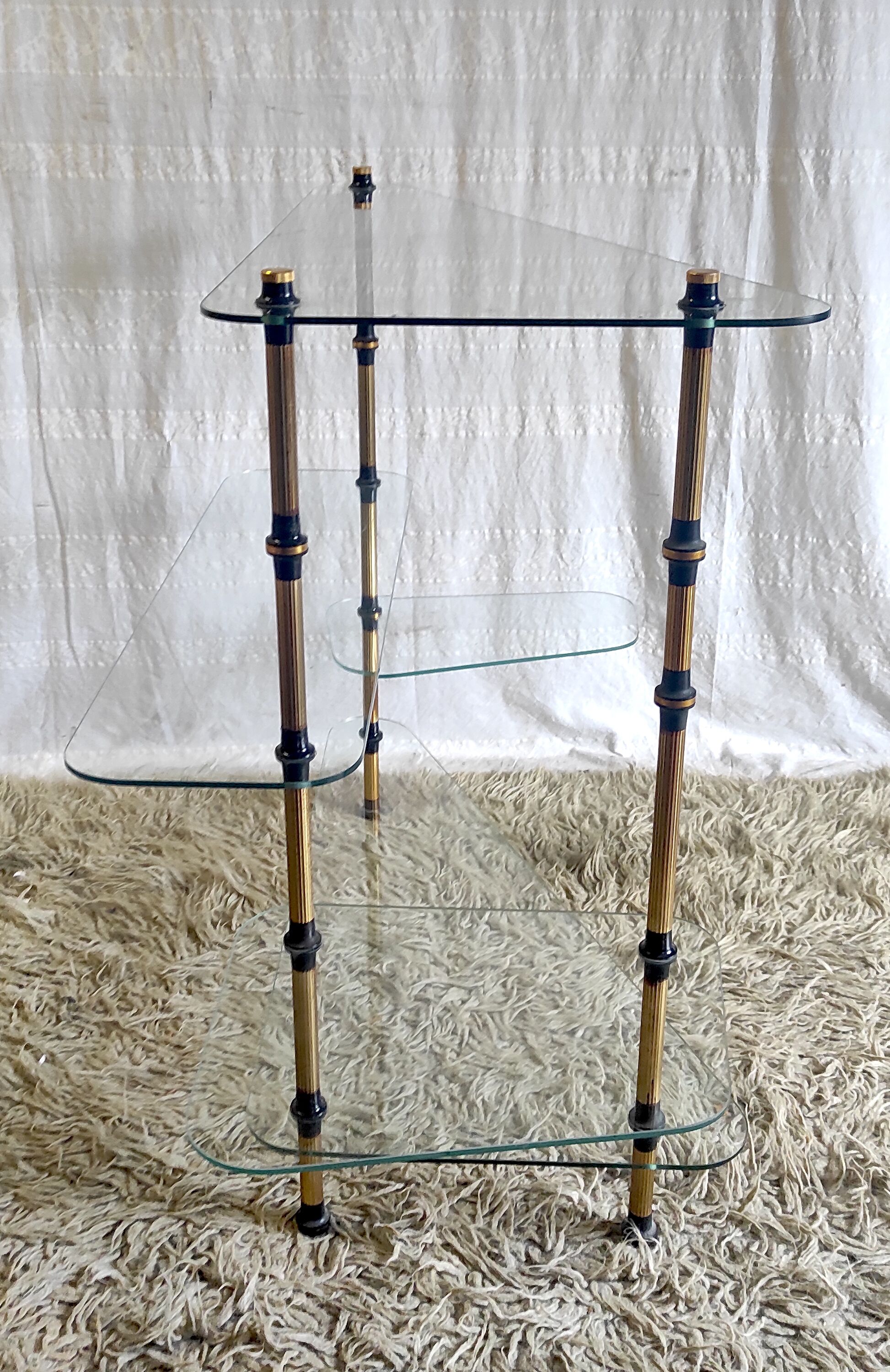 Tripod shelf in glass and gilded metal – mid. XXth