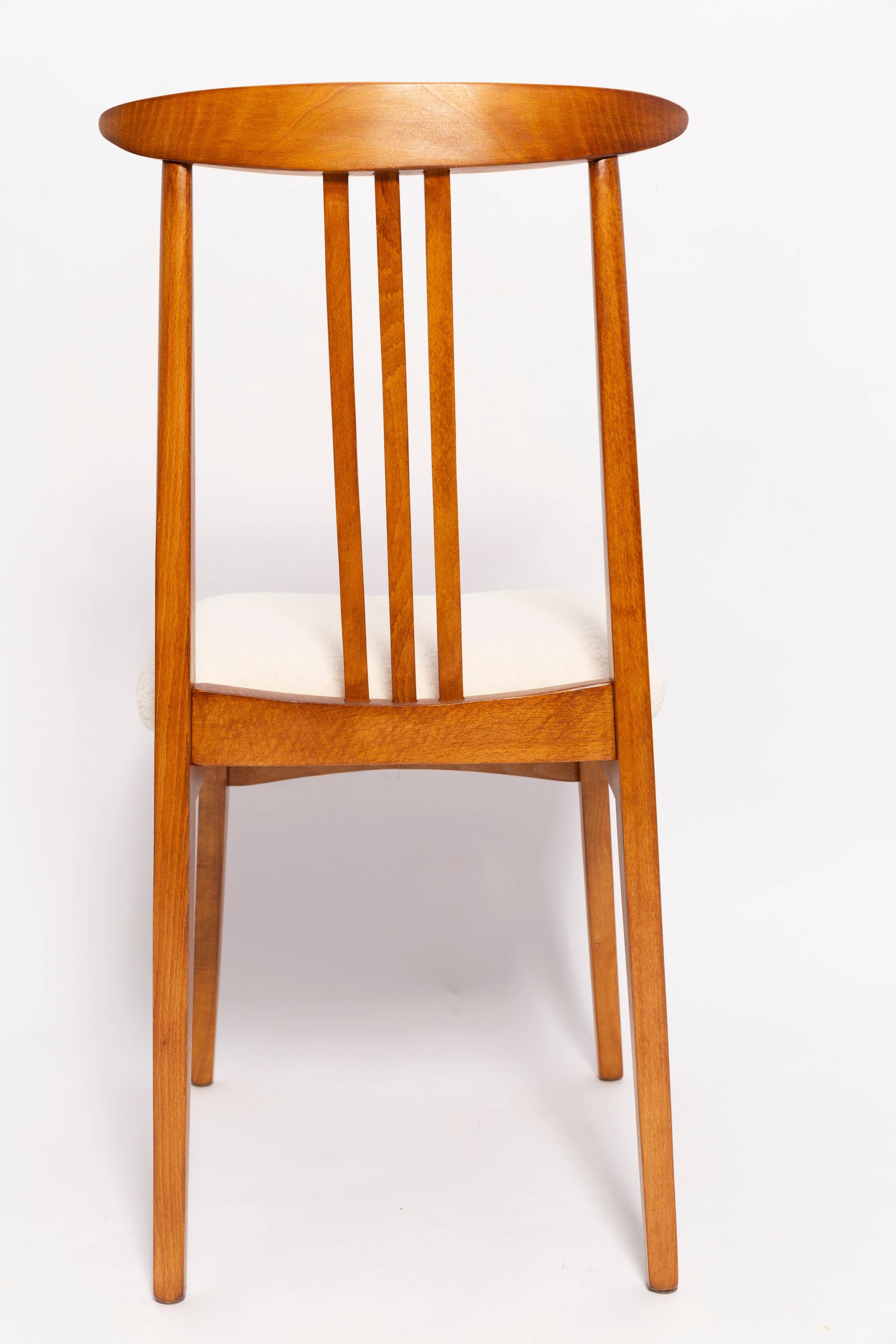 Ivory cream boucle chair mid-century by M. Zielinski, Europe, 1960s