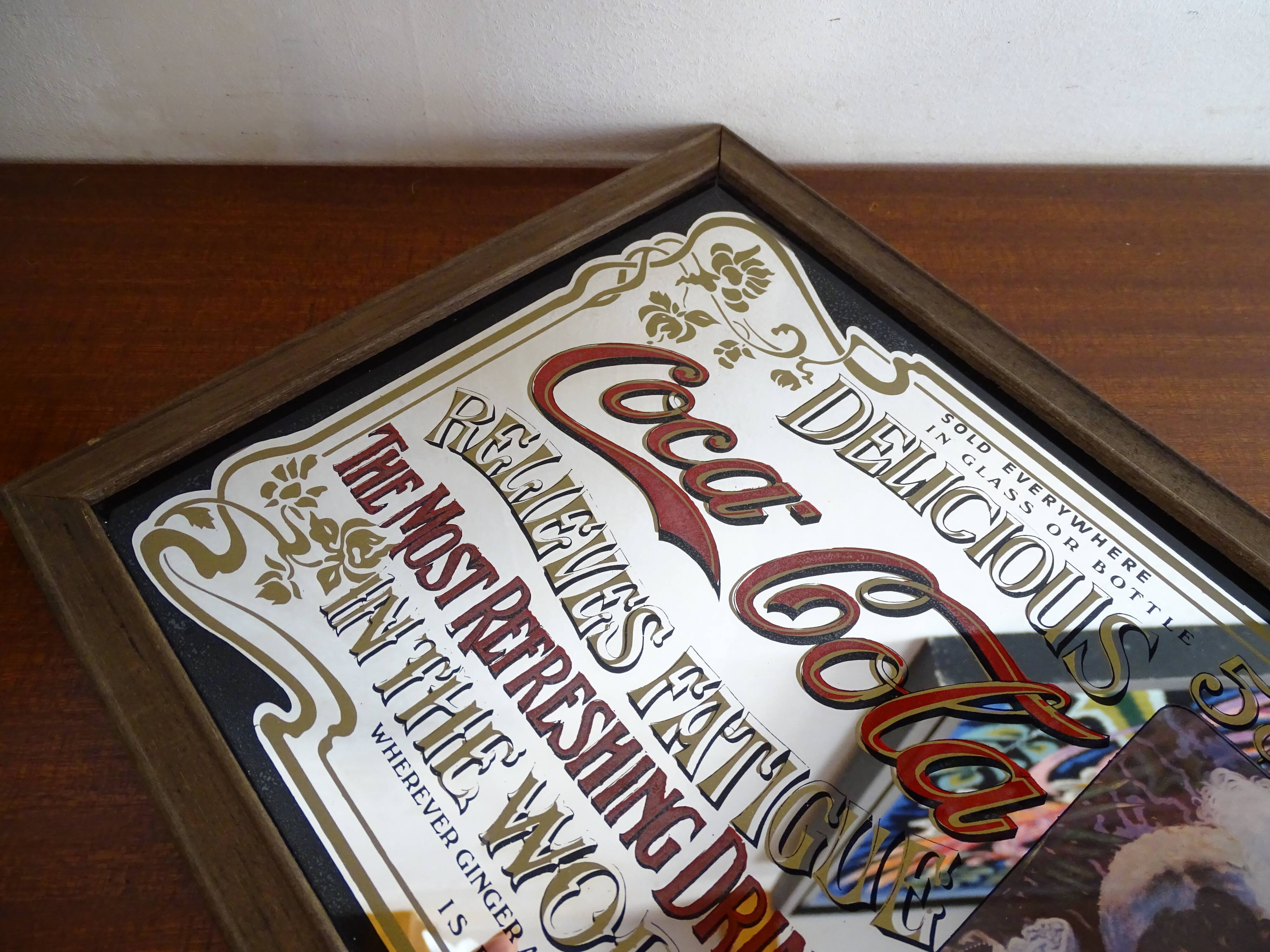 Vintage Coca Cola advertising mirror - Bar decoration - 22.5 x 32.5
