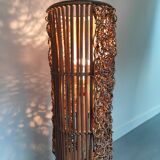 Vintage wicker and bamboo floor lamp