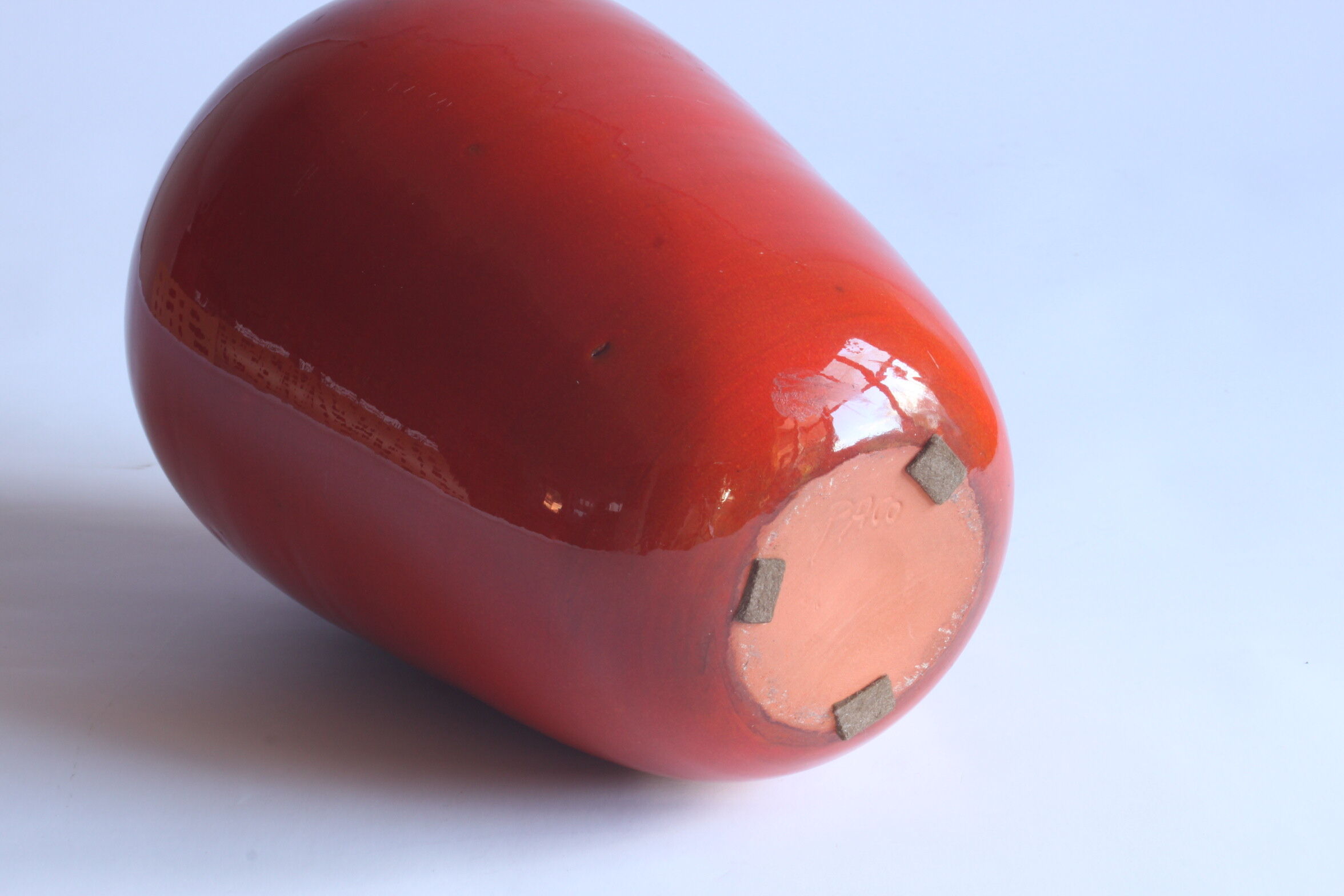 Red glazed ceramic vase by Paco, Belgium 1960s