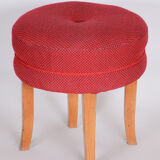 Red Mid Century stool made in 1950s Czechia