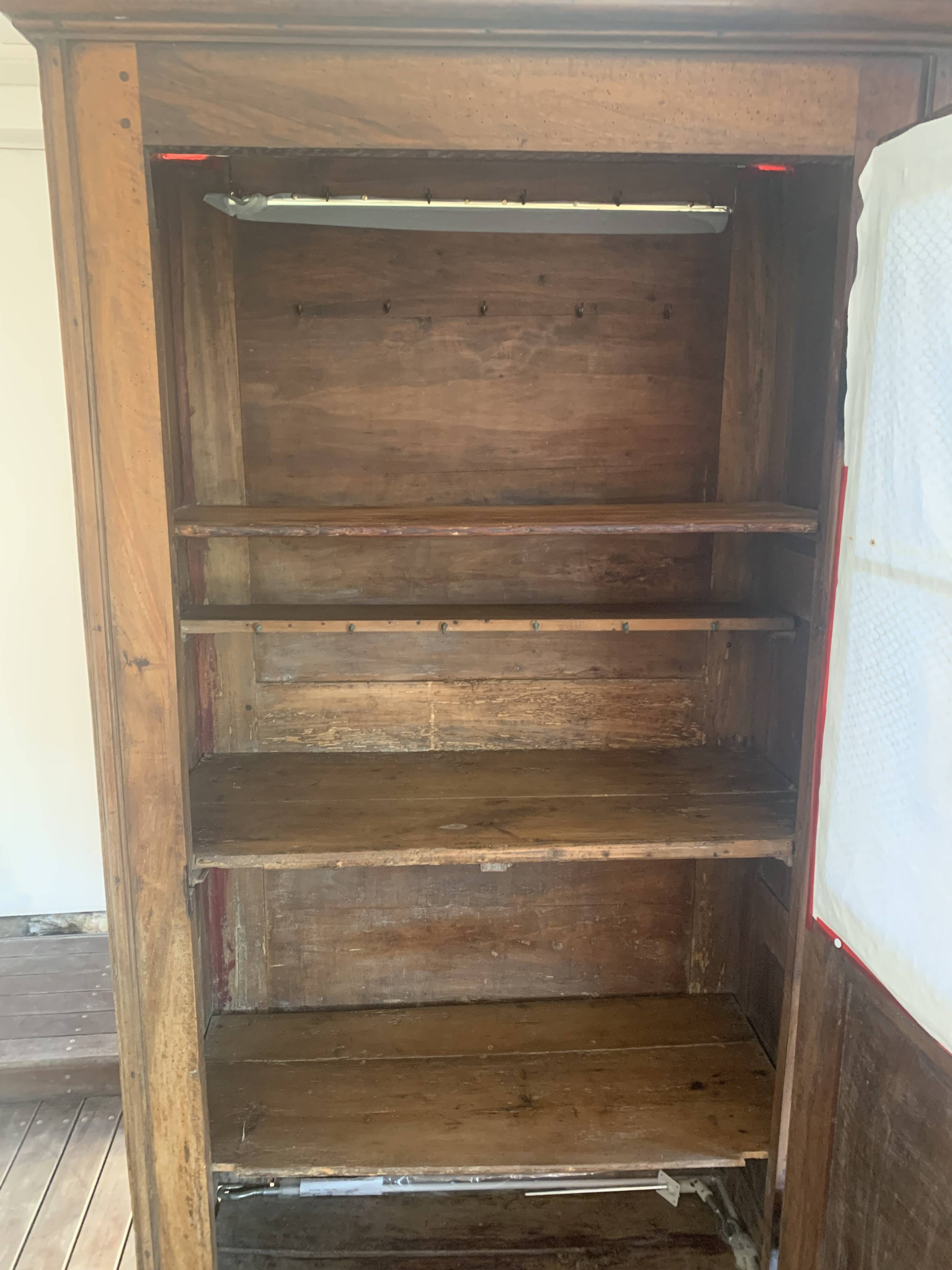 Antique tradesman's cupboard in walnut – mesh pantry – 19th century