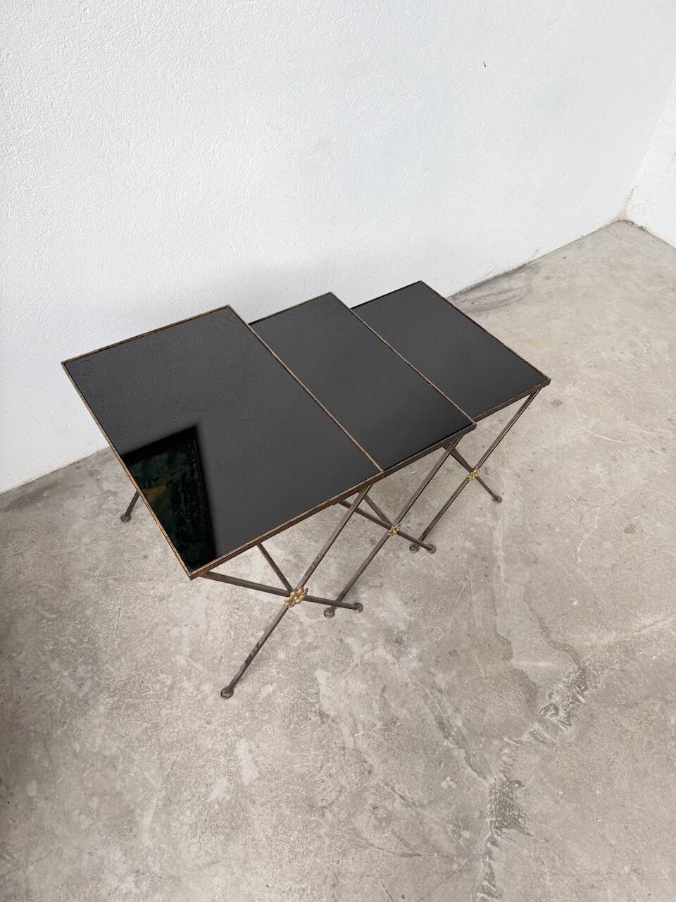 Adnet 1950s nesting tables trio