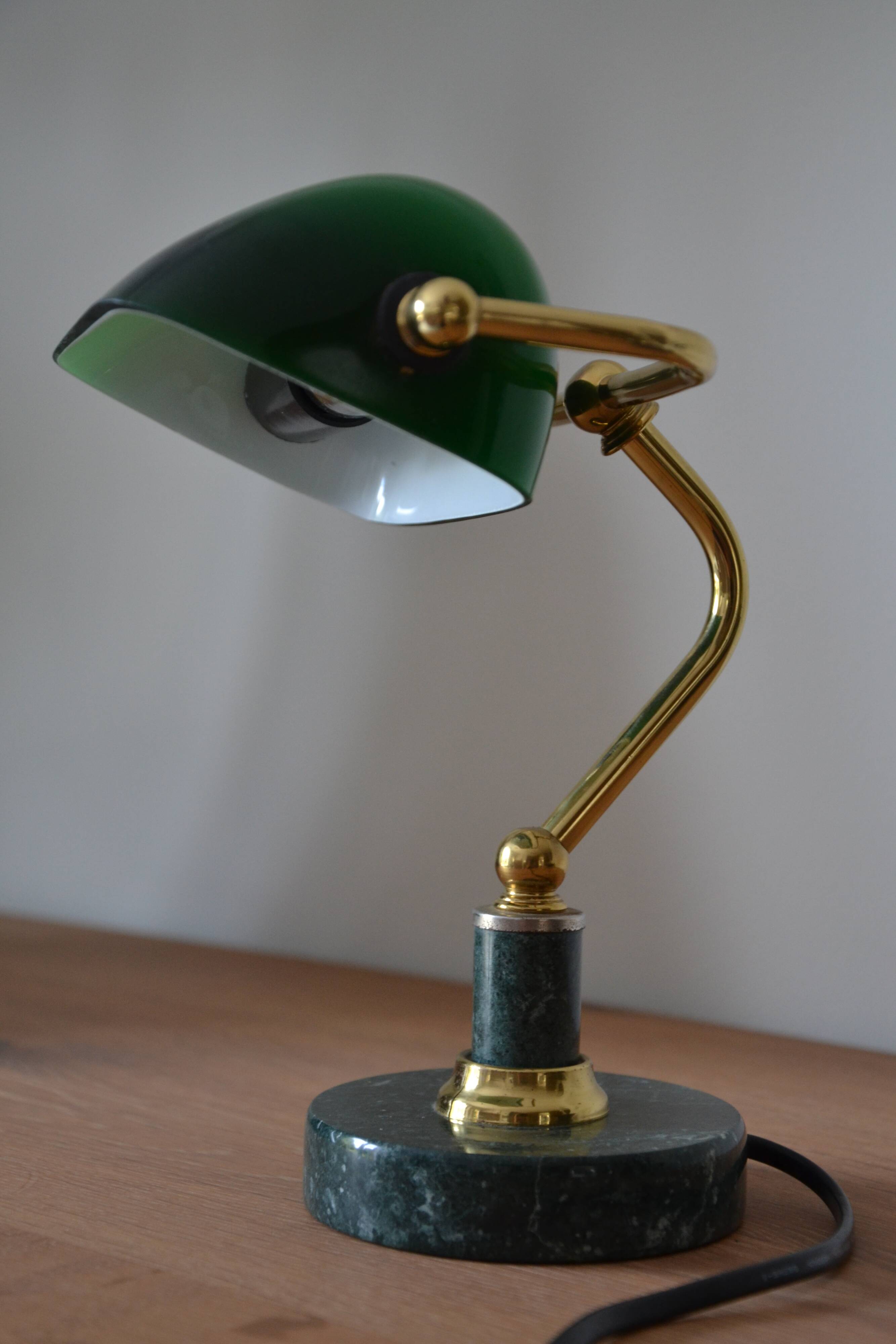 Lampe de banquier socle en marbre vert