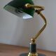 Lampe de banquier socle en marbre vert