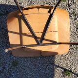 Pair of tonneau chairs by Pierre Guariche plywood base tubes 1954