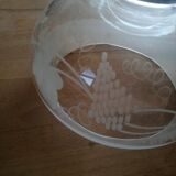 Suspension TULIPE of LAMP XIXth CRYSTAL Blown decorated with engraved vine leaves and grapes