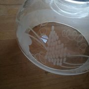 Suspension TULIPE of LAMP XIXth CRYSTAL Blown decorated with engraved vine leaves and grapes