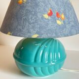 Lampe boule en céramique bleue vintage