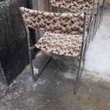 Set of 4 chrome and velvet chairs