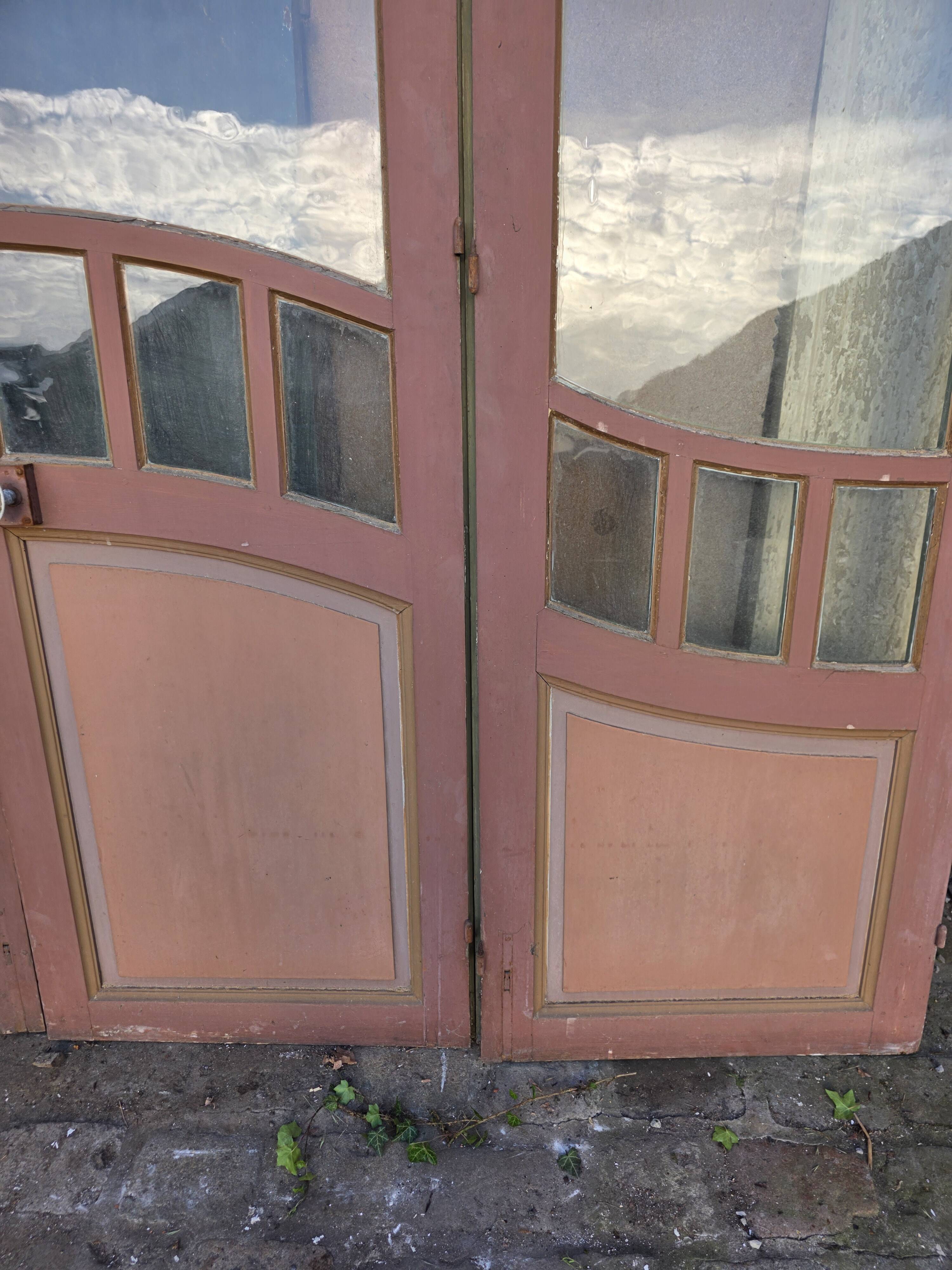 4 Art Nouveau partition doors + transom