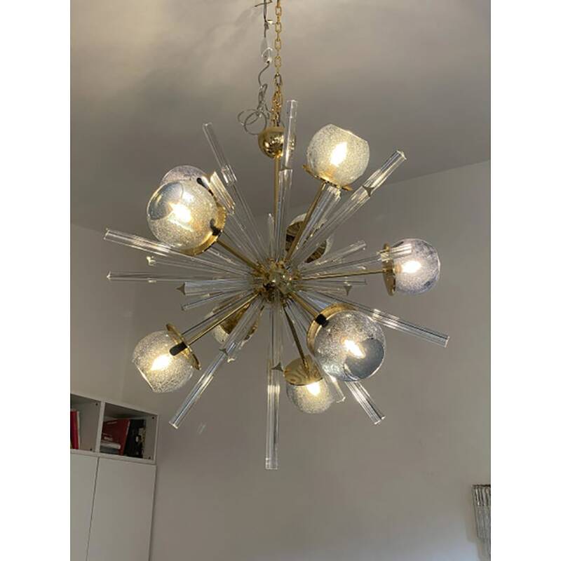 Contemporary Mid-Century Modern Style Sputnik Blue Murano Glass Chandelier