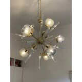 Contemporary Mid-Century Modern Style Sputnik Blue Murano Glass Chandelier