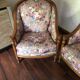 Lot of vintage sofa and armchair with floral patterns.