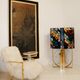 Pair of L.A. Studio Contemporary Modern White Mongolian Goat Italian Armch