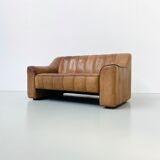 Mid-Century Swiss Cognac Leather DeSede DS-44  Extendable 2-seater Sofa by DeSede 1970s.