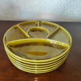 6 assiettes à huître en faïence de Gien vertes
