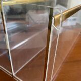 80s Plexiglas and brass magazine rack